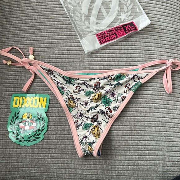NWT Dixxon Aloha Arms Bikini Bottom XL pink and green swim - Picture 2 of 5